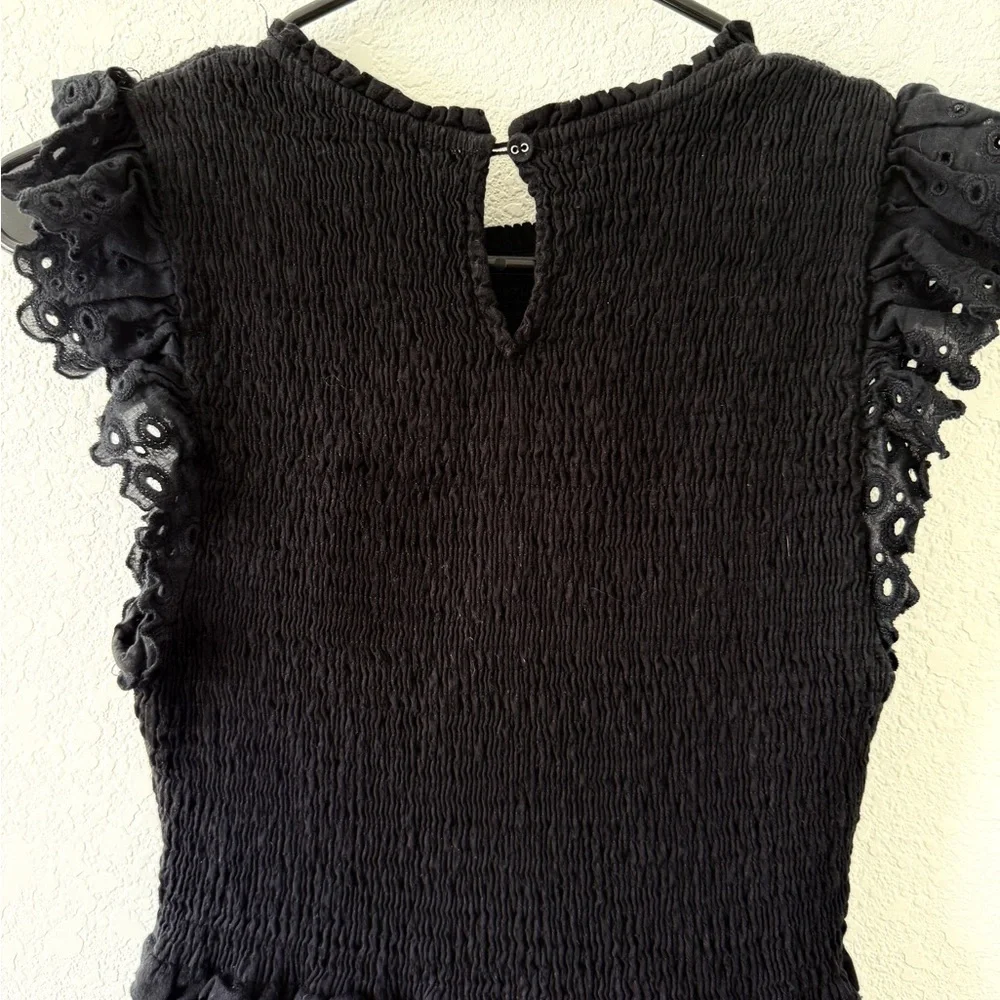 MARBLE Black Ruched Maxi Dress with Flutter Sleeves - Picture 8 of 9